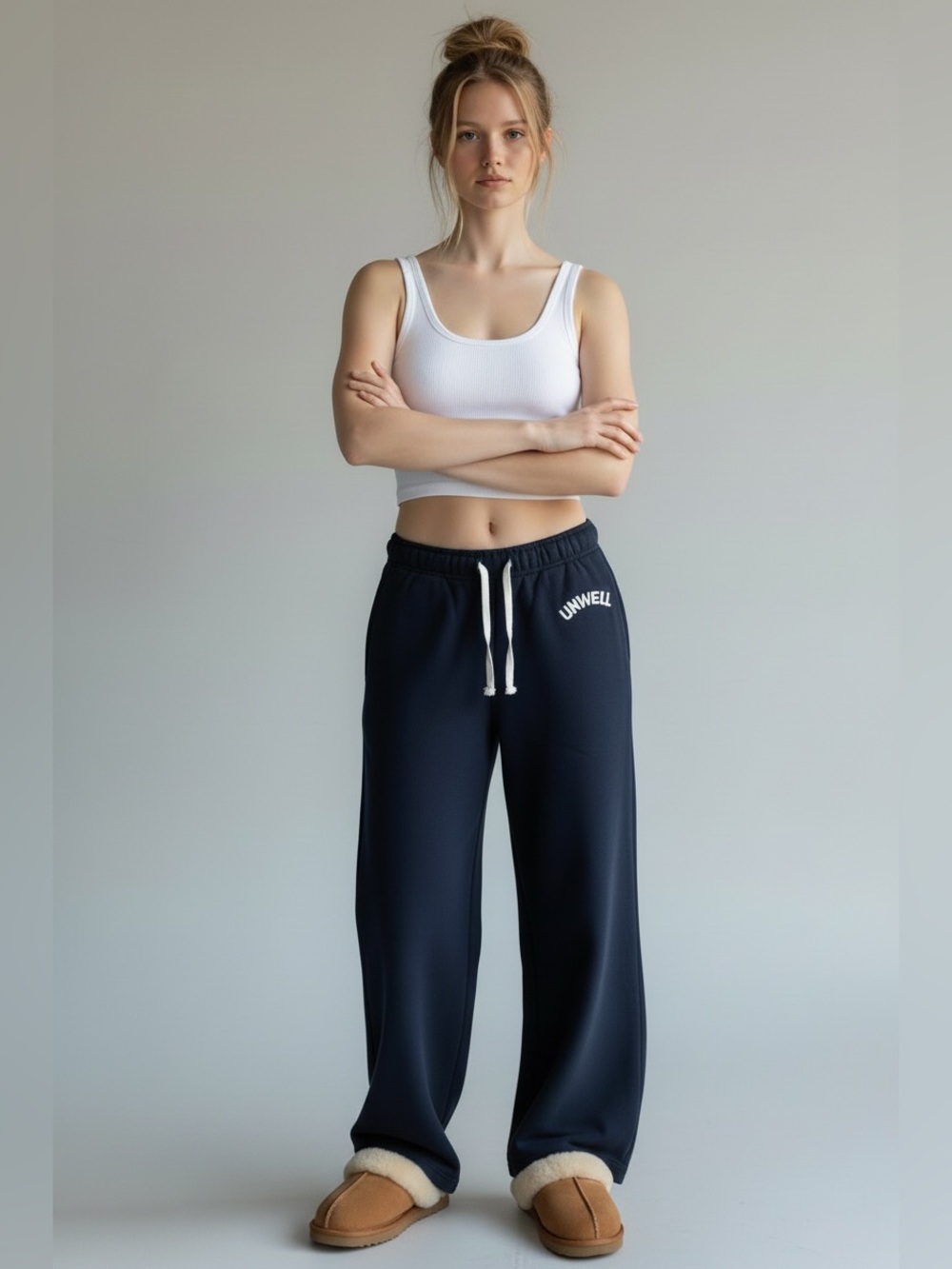 Unwell Wide Leg Navy Drawstring Lounge Pants